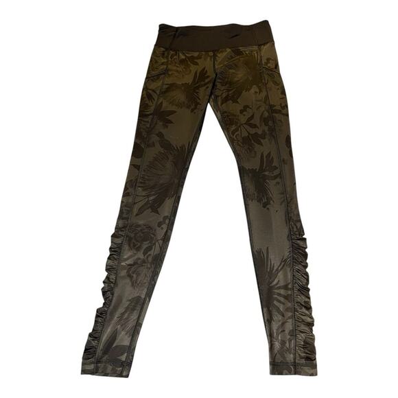 Lululemon Speed Tight Luxtreme Brisk Bloom Black Soot Sz 6 Floral Pockets Ruched - Picture 1 of 6